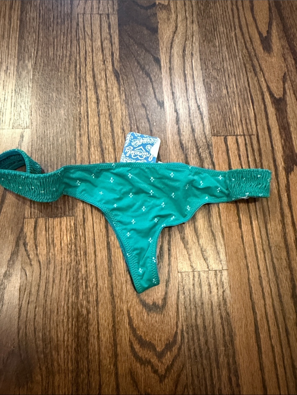 NWT Free People Teal Smocked Bikini Strapless Bralette Cami & Thong Set - Picture 6 of 8